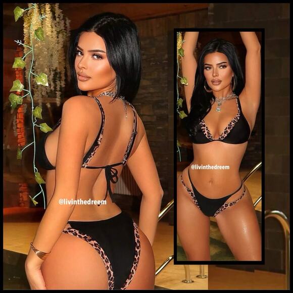 Boutique Double Layered Animal Print Bikini Too XL & Bottom L $99 - Picture 2 of 14